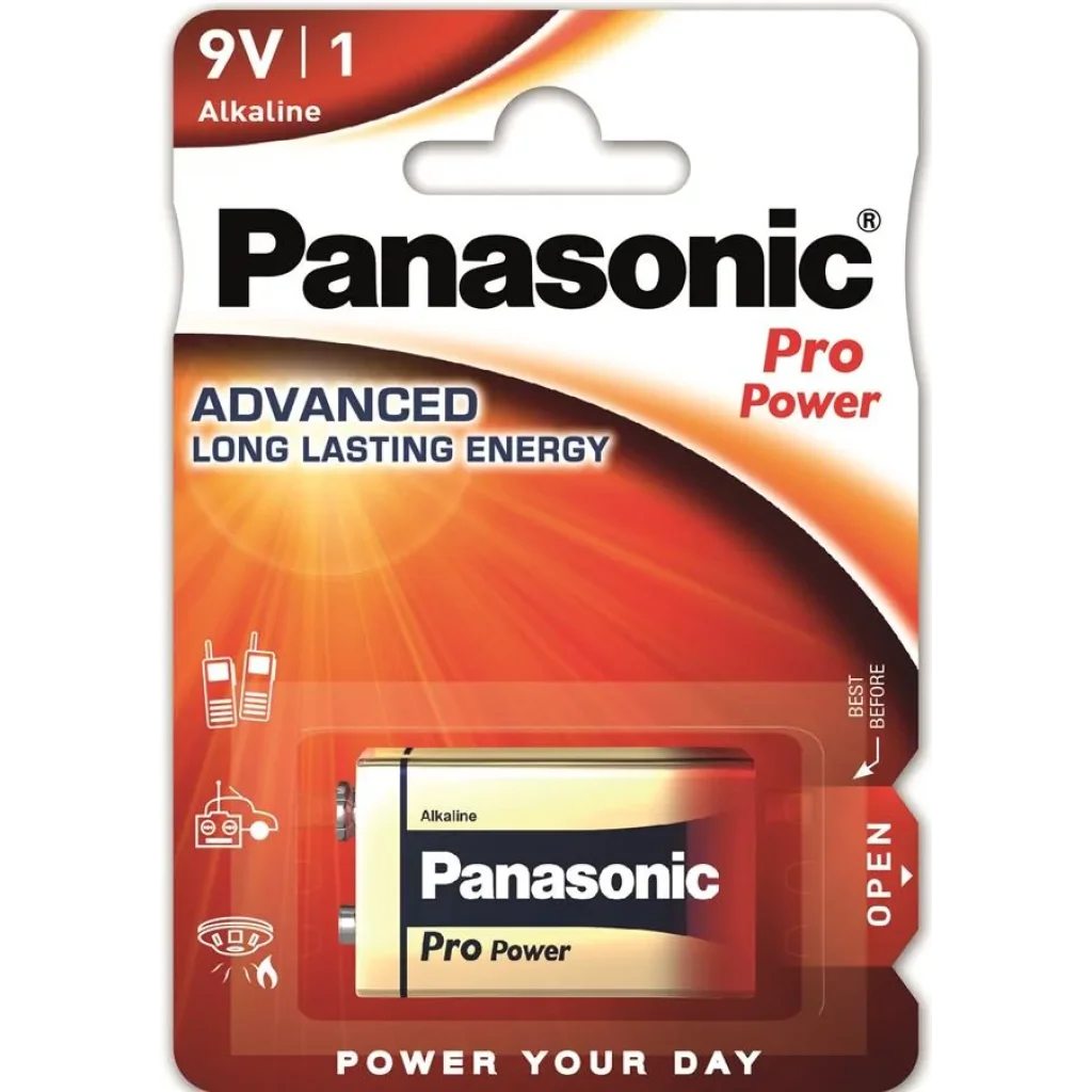 Батарейка Panasonic Pro Power лужна 6LR61(6LF22, MN1604, MX1604, Крона) блістер, 1 шт., 6LR61XEG/1BP UA